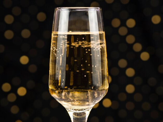Close-up of champagne glass with bubbles