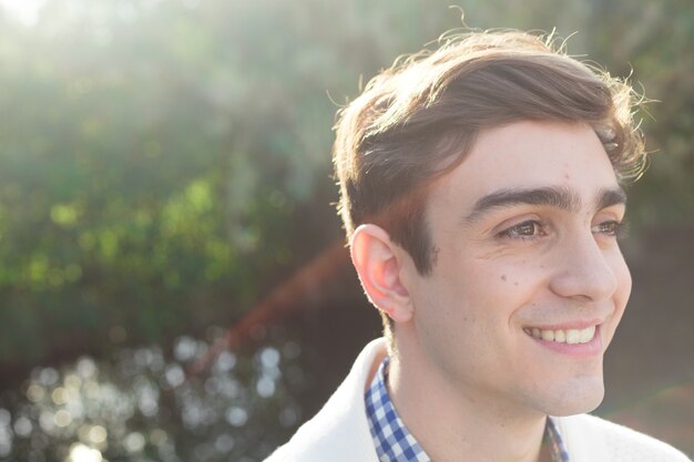 Close-up of charming teen enjoying nature