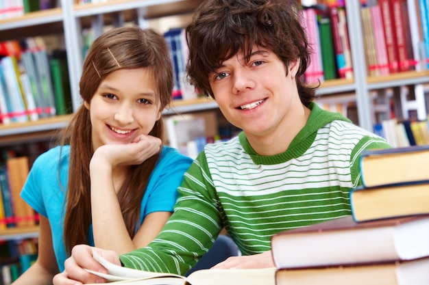 Close-up of cheerful teenagers