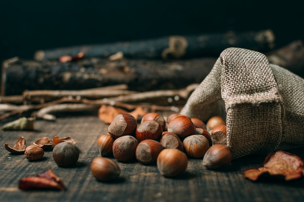 Close-up chestnuts in a bag