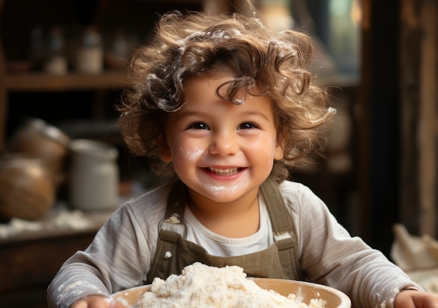 Close up on child cooking