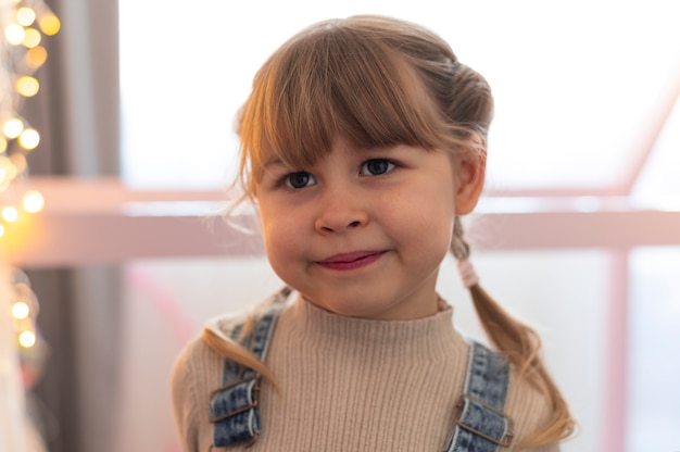 Close up on child playing in her room