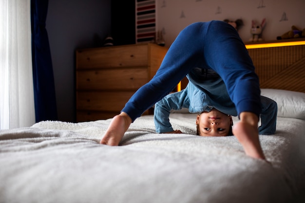 Close up on child playing in his room