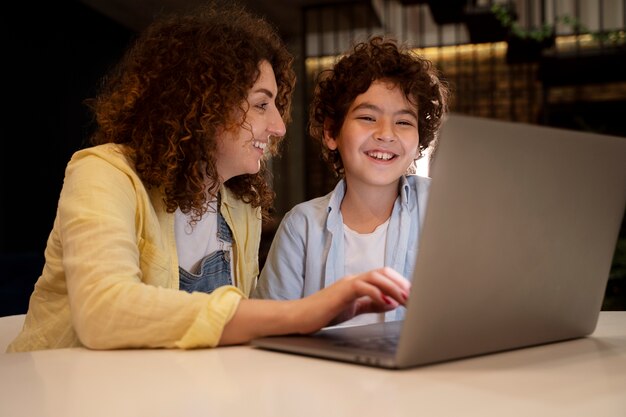 Close up on child spending time with parents