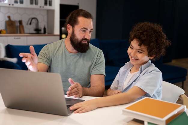 Close up on child spending time with parents