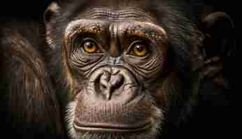 Free photo a close up of a chimpanzee's face