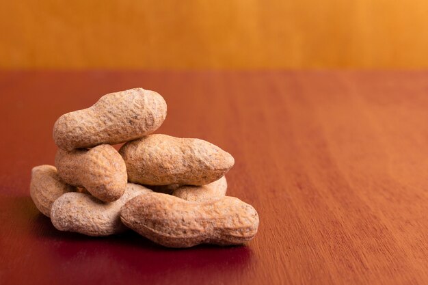 Close-up of chinese new year stack of peanuts