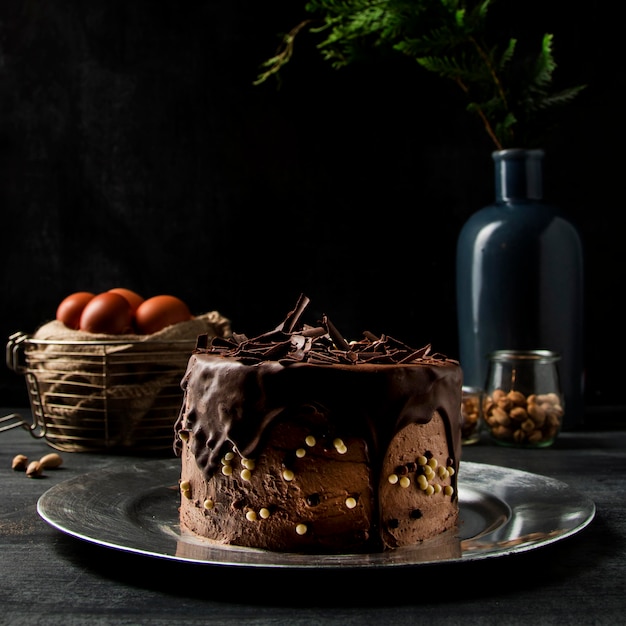 Foto gratuita close-up torta al cioccolato