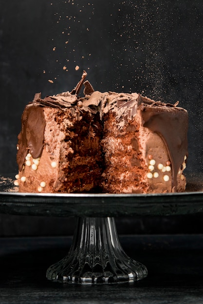 Free photo close-up chocolate cake