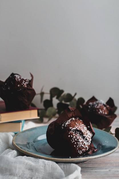 Cupcake al cioccolato di close-up