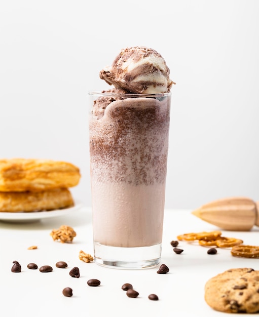 Close-up chocolate milkshake