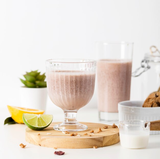 Close-up chocolate milkshake