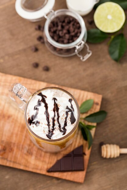 Close-up chocolate milkshake