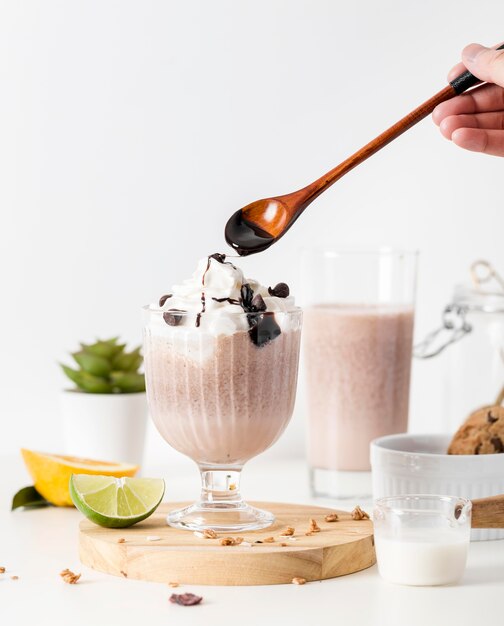 Close-up chocolate milkshake