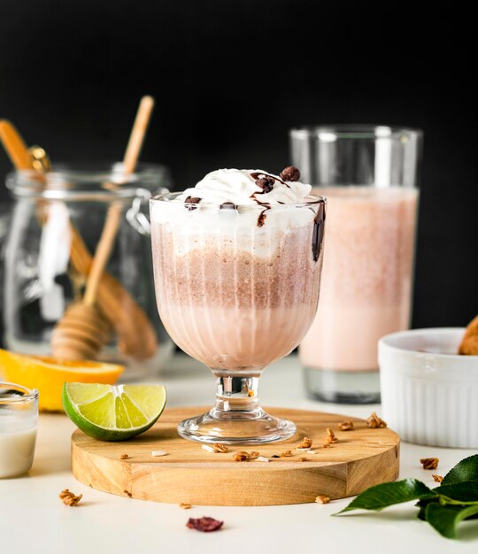 Close-up chocolate milkshake