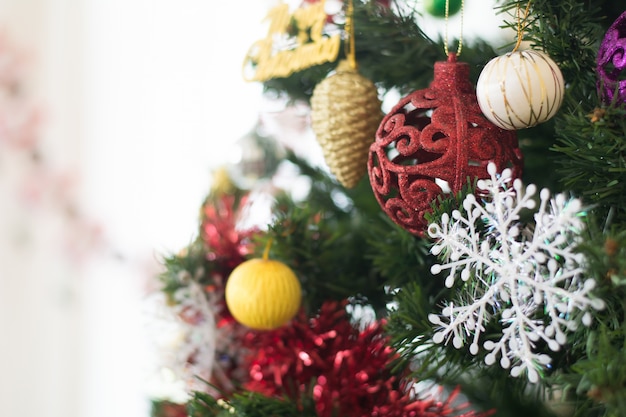 Close up of Christmas tree with decorate