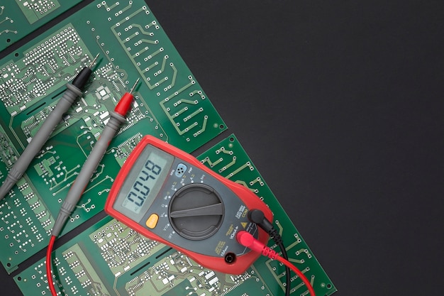 Close-up circuit board with copy space