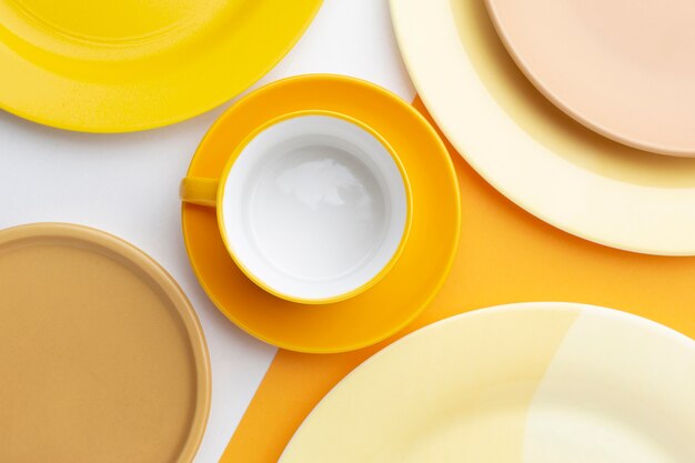 Close up clean tableware