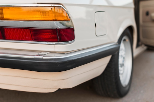 Close-up cleaned white old car