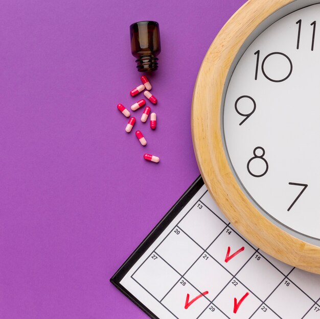 Close-up clock with pills time