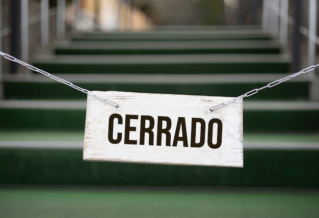 Close up on closed shop sign