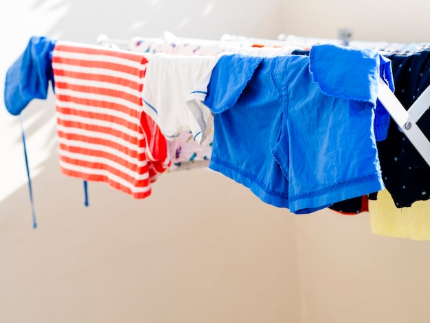 Free photo close-up clothes drying on the line