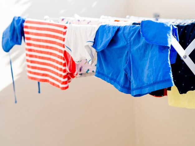 Close-up clothes drying on the line