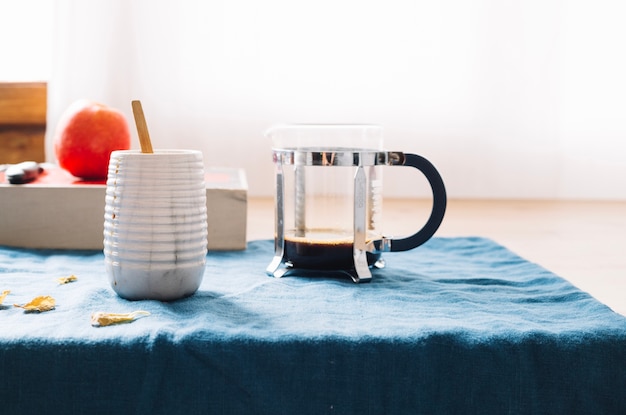 Close-up of coffee in arrangement 