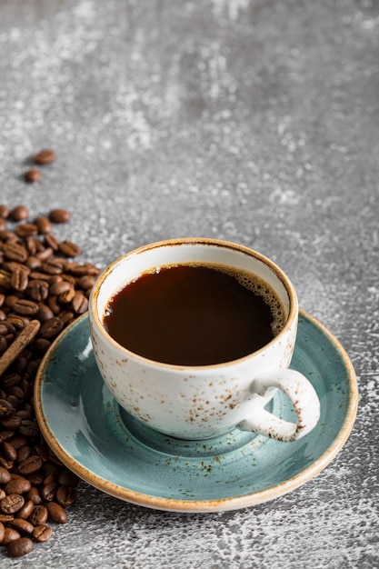 Close-up coffee cup on the table