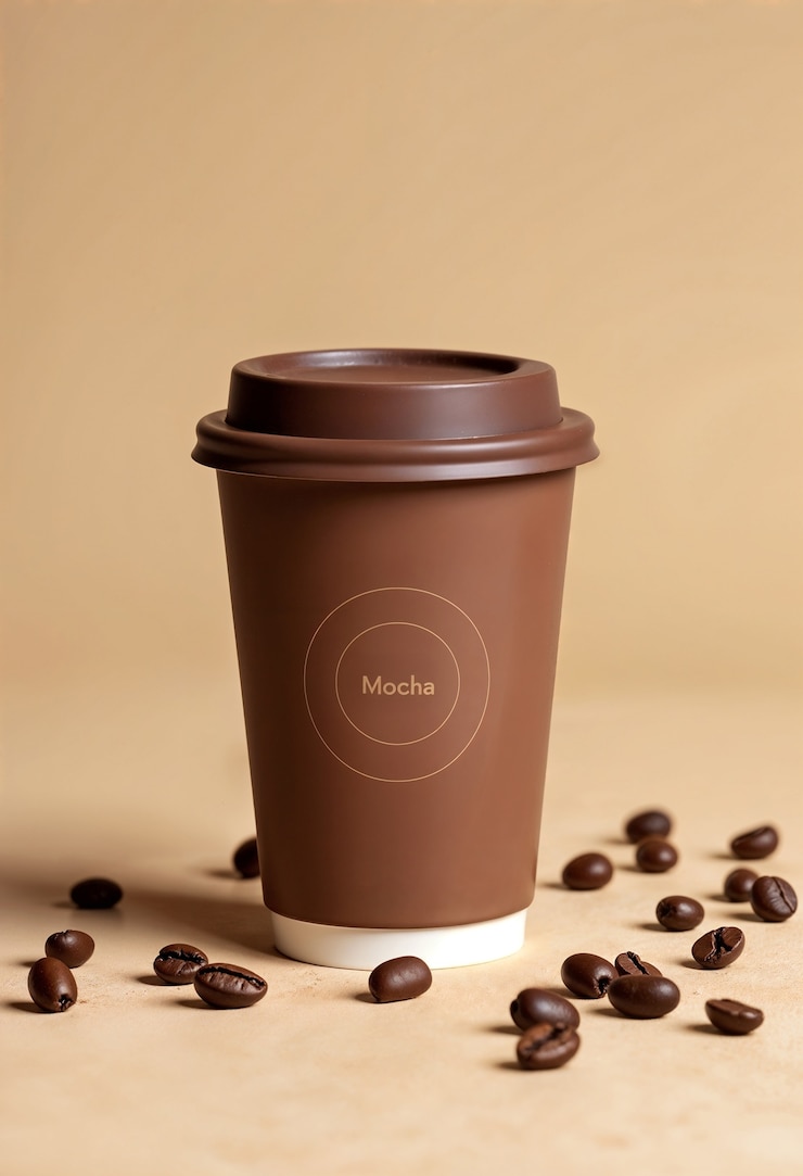Free Photo close up on coffee cup with beans