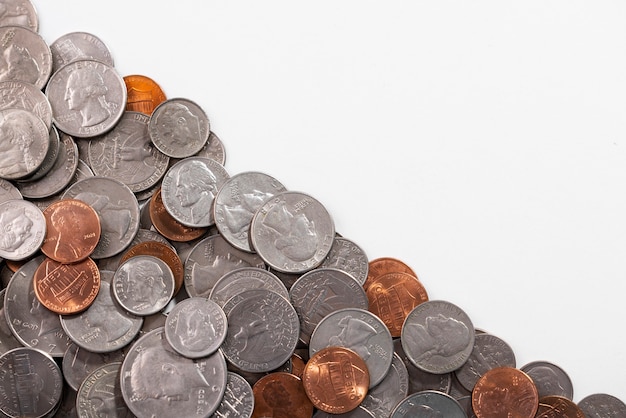 Free Photo close up on coins shaped as chart