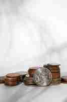 Free photo close up on coins on table