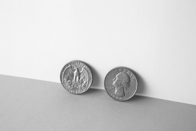 Free photo close up on coins on table