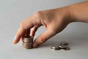 Free photo close up on coins on table