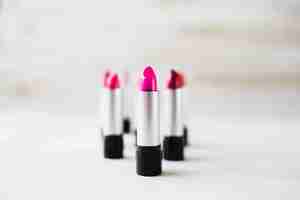 Free photo close-up collecion of lipsticks