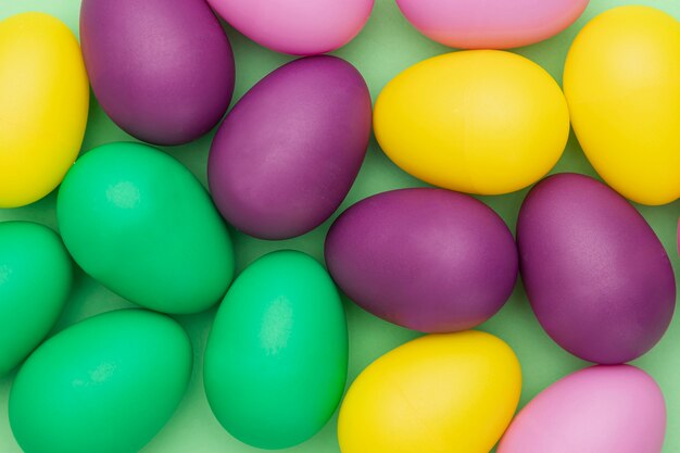 Close-up colored egg collection