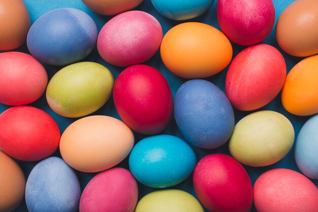 Close-up colored eggs