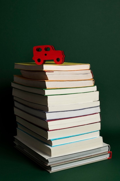 Free photo close up on colorful books pile