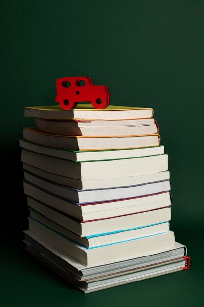 Close up on colorful books pile