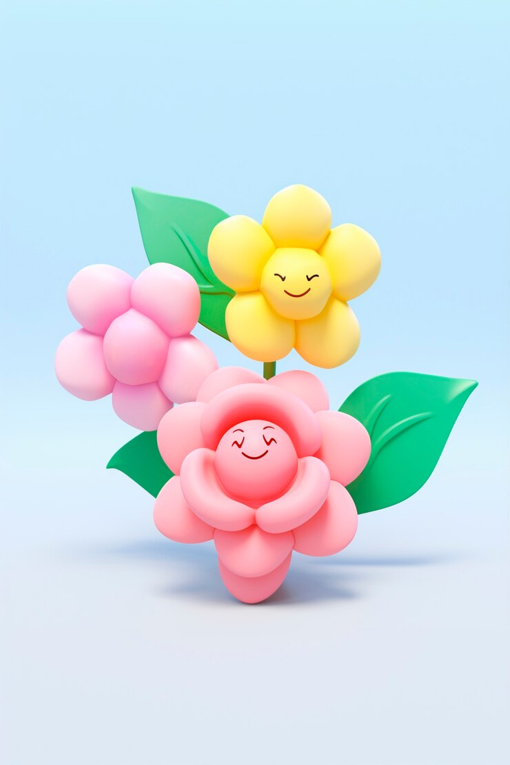 Free Photo close up on colorful cartoon roses