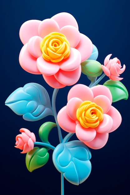 Free photo close up on colorful cartoon roses