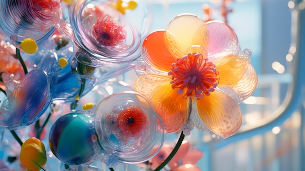 Foto gratuita primo piano su rose di vetro colorate