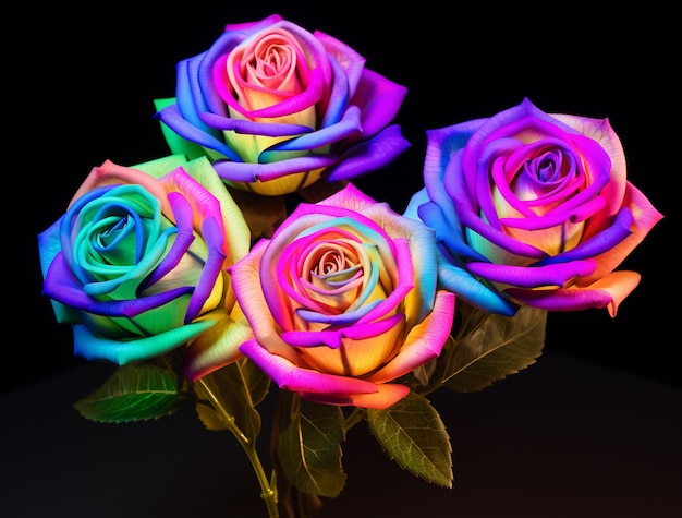 Close up on colorful roses
