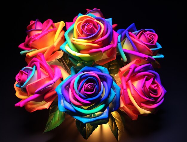 Close up on colorful roses