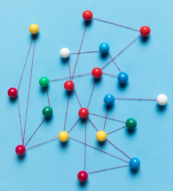 Close-up colourful pushpin map