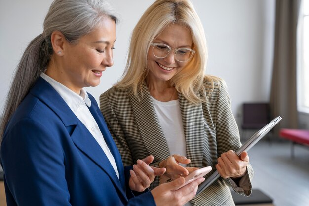 Close up on company team working