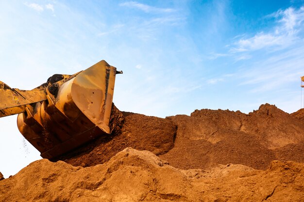 Close-up of a construction site excavator