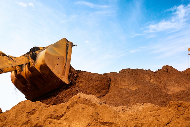 Close-up of a construction site excavator