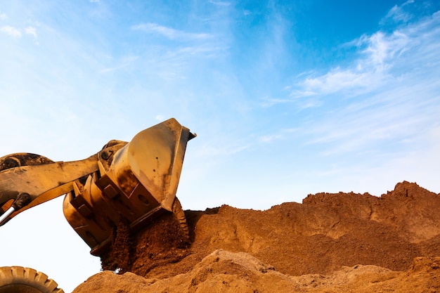 Close-up of a construction site excavator