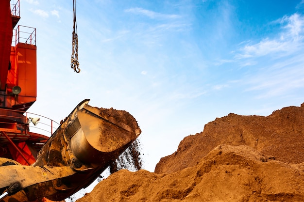 Close-up of a construction site excavator